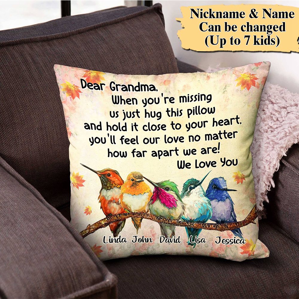 Dear Grandma, when you're missing us just hug this pillow Personalized Canvas Pillowcase