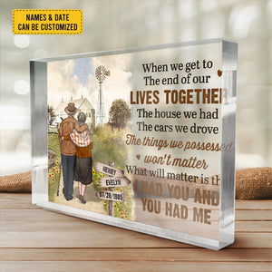 What Will Matter Is That I Had You And You Had Me - Couple Personalized Custom Rectangle Shaped Acrylic Plaque