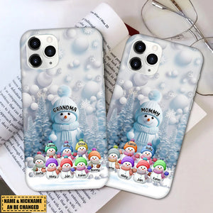 Christmas Blue Vibe Snowman Grandma Mom Colorful Kids Personalized Phone case