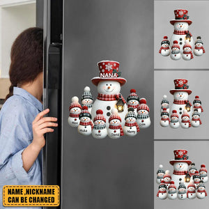 Christmas Snowman Grandma With Grandkids Personalized Decal Sticker