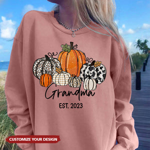 Pumpkin Grandma Est Year And Kids Sweatshirt