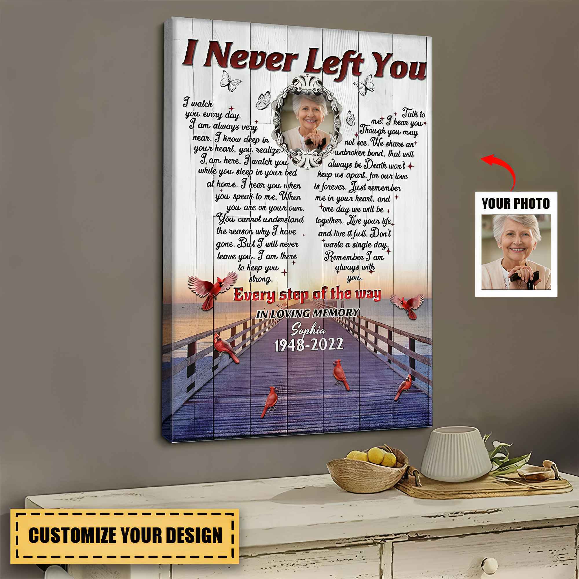 Custom Photo I Never Left You I am Always With You - Memorial Canvas-Memorial Christmas Gifts