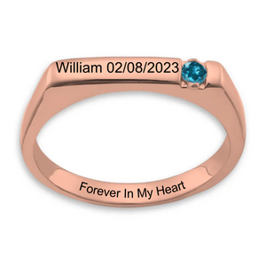 Personalized Name Birthstone Memorial Ring