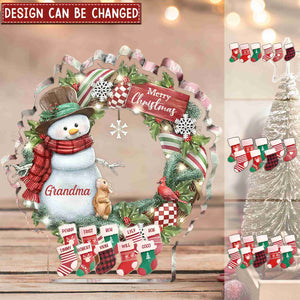 Custom Personalized Grandma Mom Snowman Christmas Acrylic Plaque - Upto 10 Kids - Christmas 2023