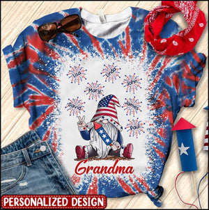 Grandma Firecracker Grandkids Independence Day Personalized 3D T-shirt