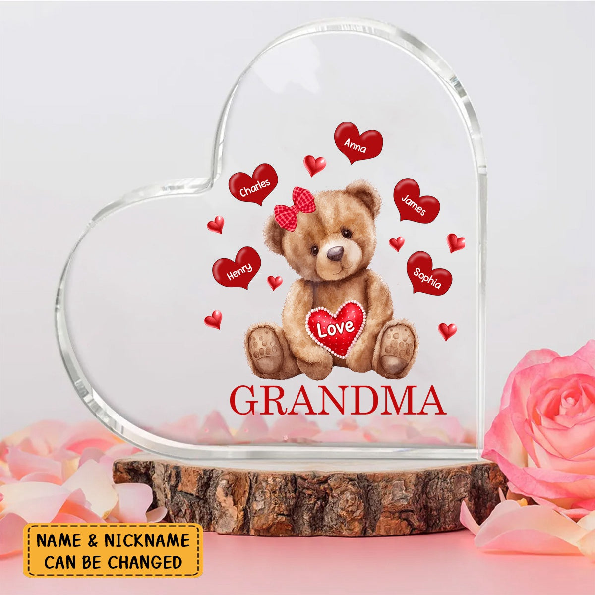 Mama Bear With Heart Kids Personalized Acrylic Plaque