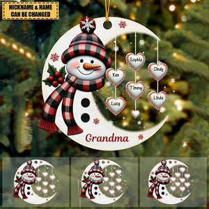 Christmas Snowman Nana Mom Little Heart Kids Under Moon Personalized Ornament