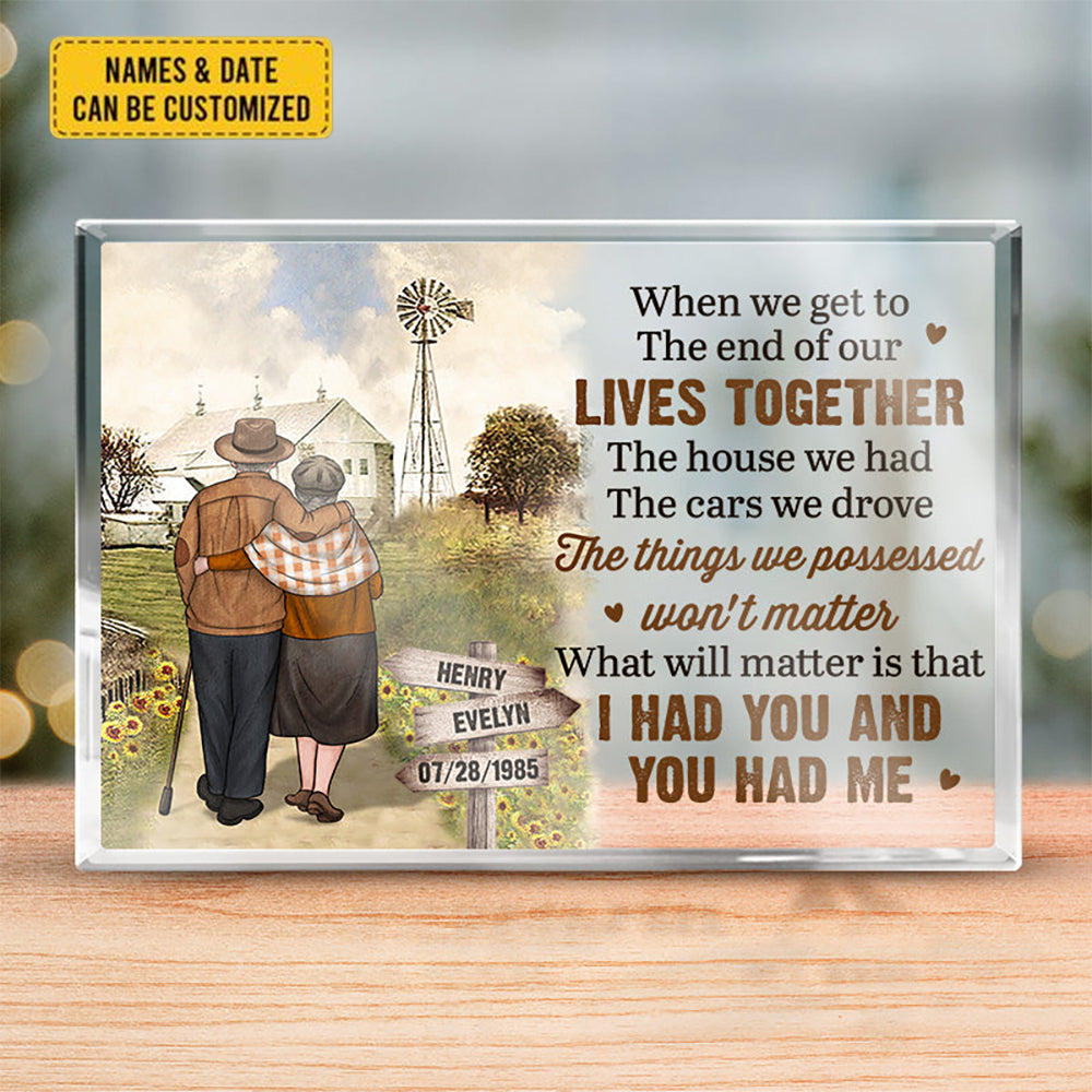 What Will Matter Is That I Had You And You Had Me - Couple Personalized Custom Rectangle Shaped Acrylic Plaque