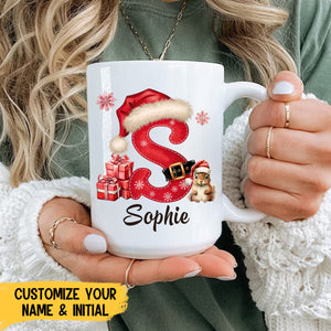 Personalized Christmas Santa Hat Letters Coffee Mug