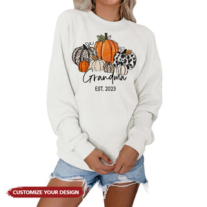 Pumpkin Grandma Est Year And Kids Sweatshirt