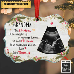 Family - This Christmas, I'll Be Snuggled Up In Mommy's Tummy - Personalized Transparent Ornament