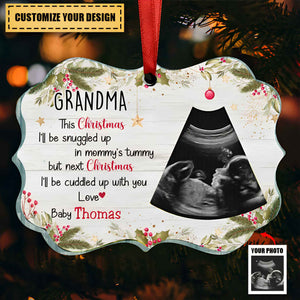 Family - This Christmas, I'll Be Snuggled Up In Mommy's Tummy - Personalized Transparent Ornament