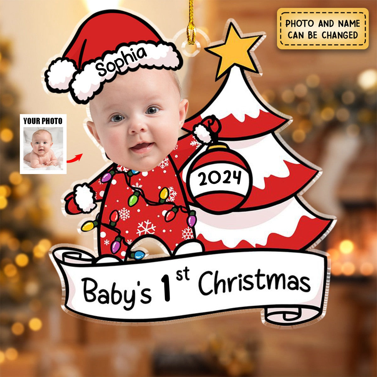 Baby's First Christmas - Personalized Acrylic Photo Ornament