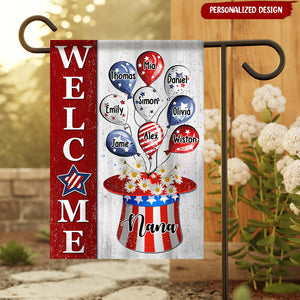 4th of July Balloons With Uncle Sam Hat Personalized Garden House Grandma Mama Auntie Flag