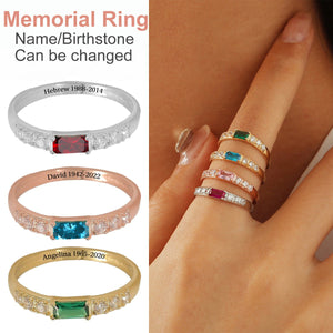 Personalized Birthstone Memorial Ring - Memorial Gift