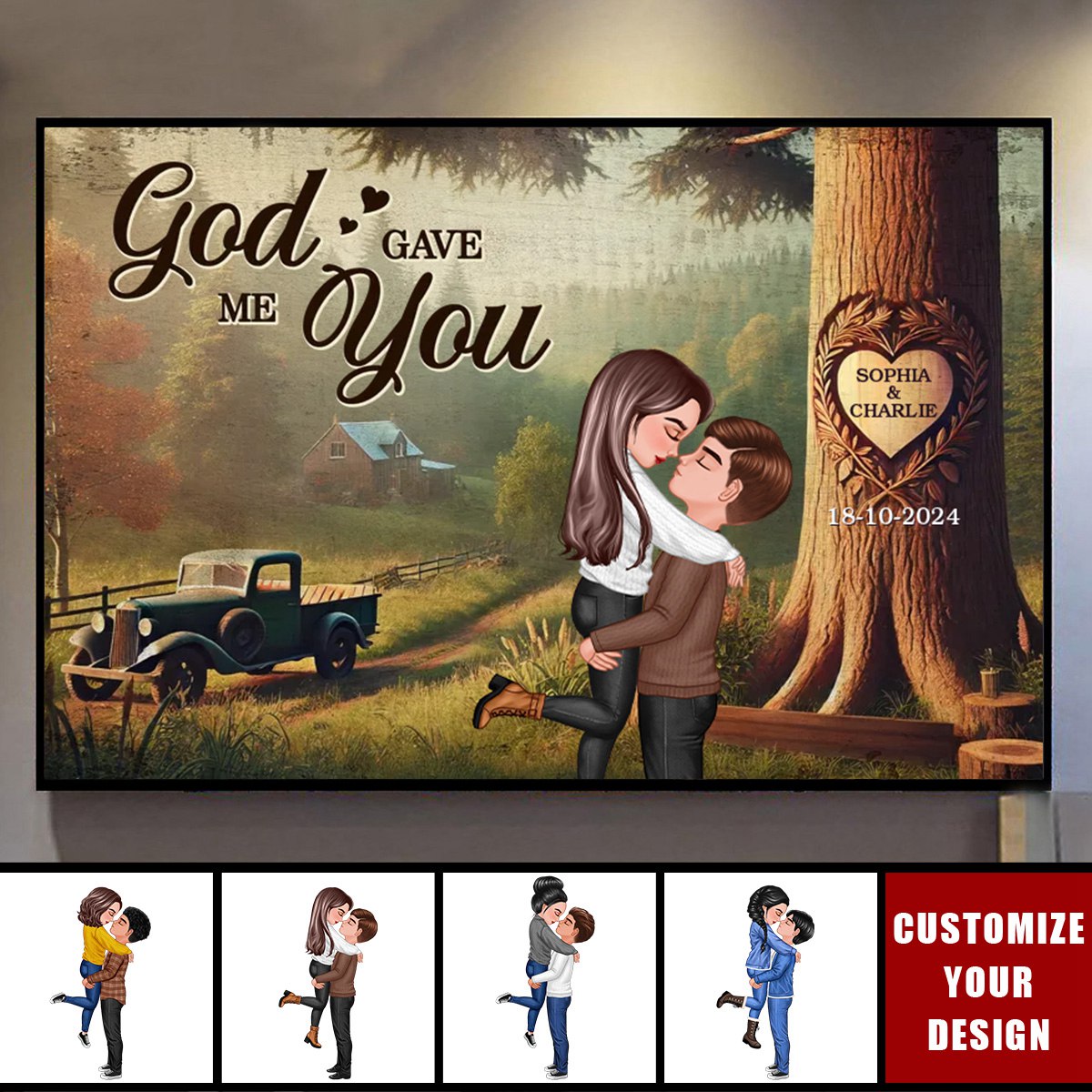 God Knew My Heart Needed You-Personalized Vintage Poster-A Gift For Couple