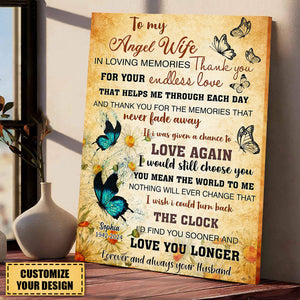 To My Angel Love One In Loving Memories Thank You - Personalized Canvas