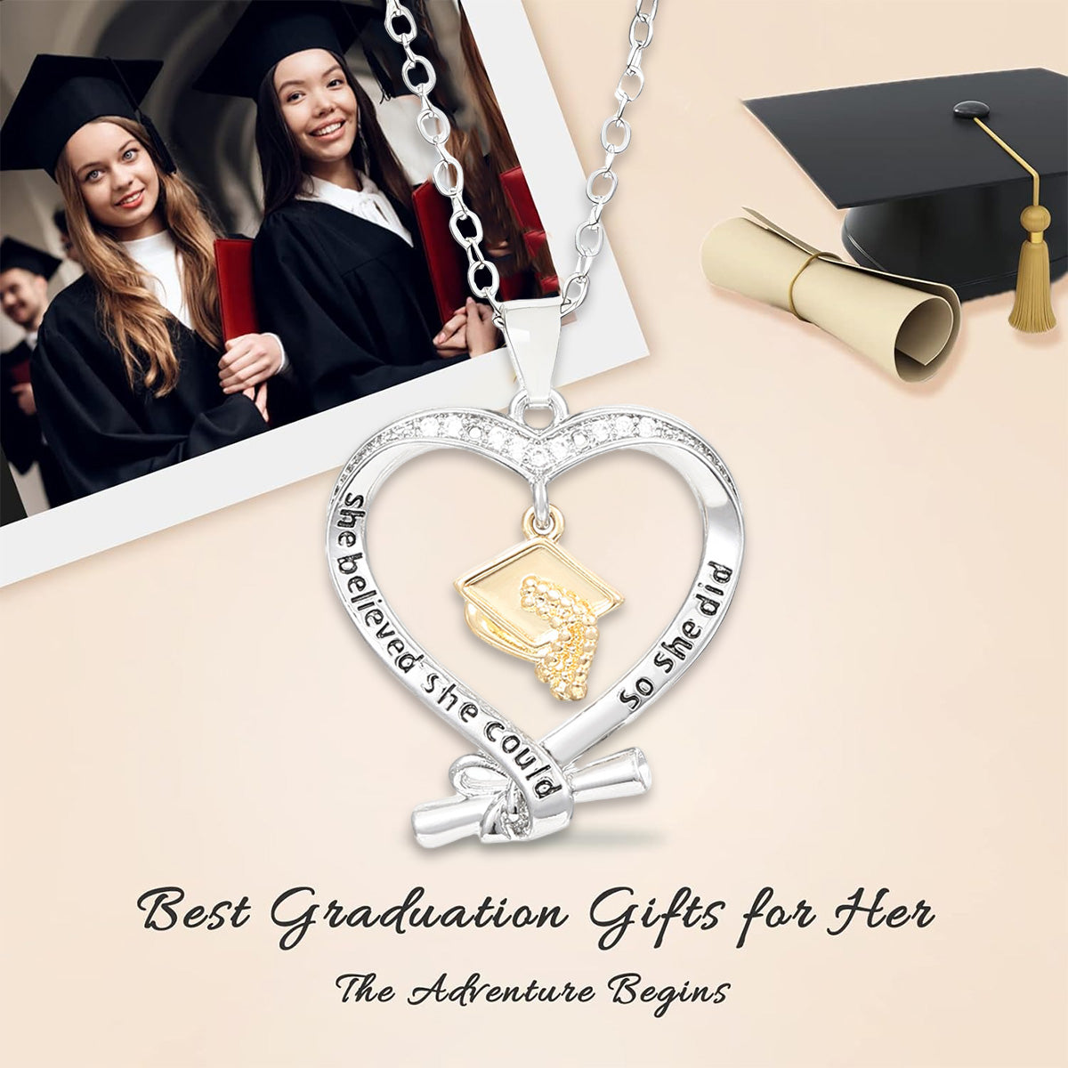 Graduation Gift for Class of 2025 Graduates-Personalized Graduation Cap Necklace