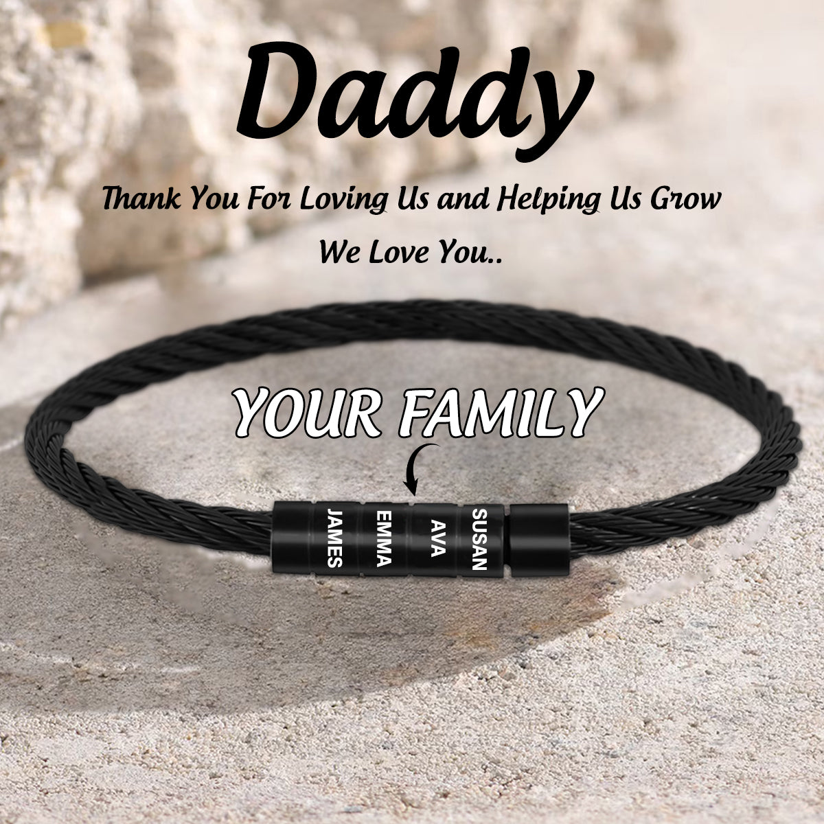 Personalized 1-6 Kids Names Family Bracelet - Gift For Dad/Grandpa