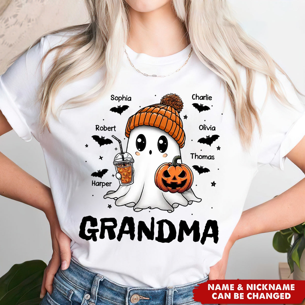 Fall Season Halloween Grandma Boo Personalized T-Shirt