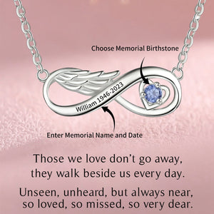 Personalized Name Engraved Wing Infinity Birthstone Pendant Necklace