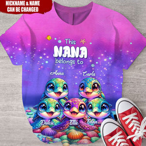 This Grandma belongs to Colorful Turtle Personalized 3D T-shirt