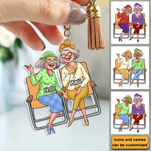 Gift for Friends Sitting Ladies Acrylic Keychain