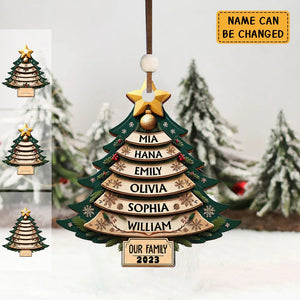 Unique Christmas Family Pine Tree, Our Family 2023 Personalized Ornament