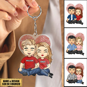 I'm Thankful To Have You In My Life - Couple Personalized Custom Heart Shaped Acrylic Keychain