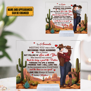 Couple Cowboy To My Wife Meeting You- Personalized Plaque