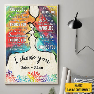 I Choose You To Do Life With - Couple Personalized Custom Vertical Canvas - Gift For Couples