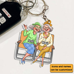 Gift for Friends Sitting Ladies Acrylic Keychain