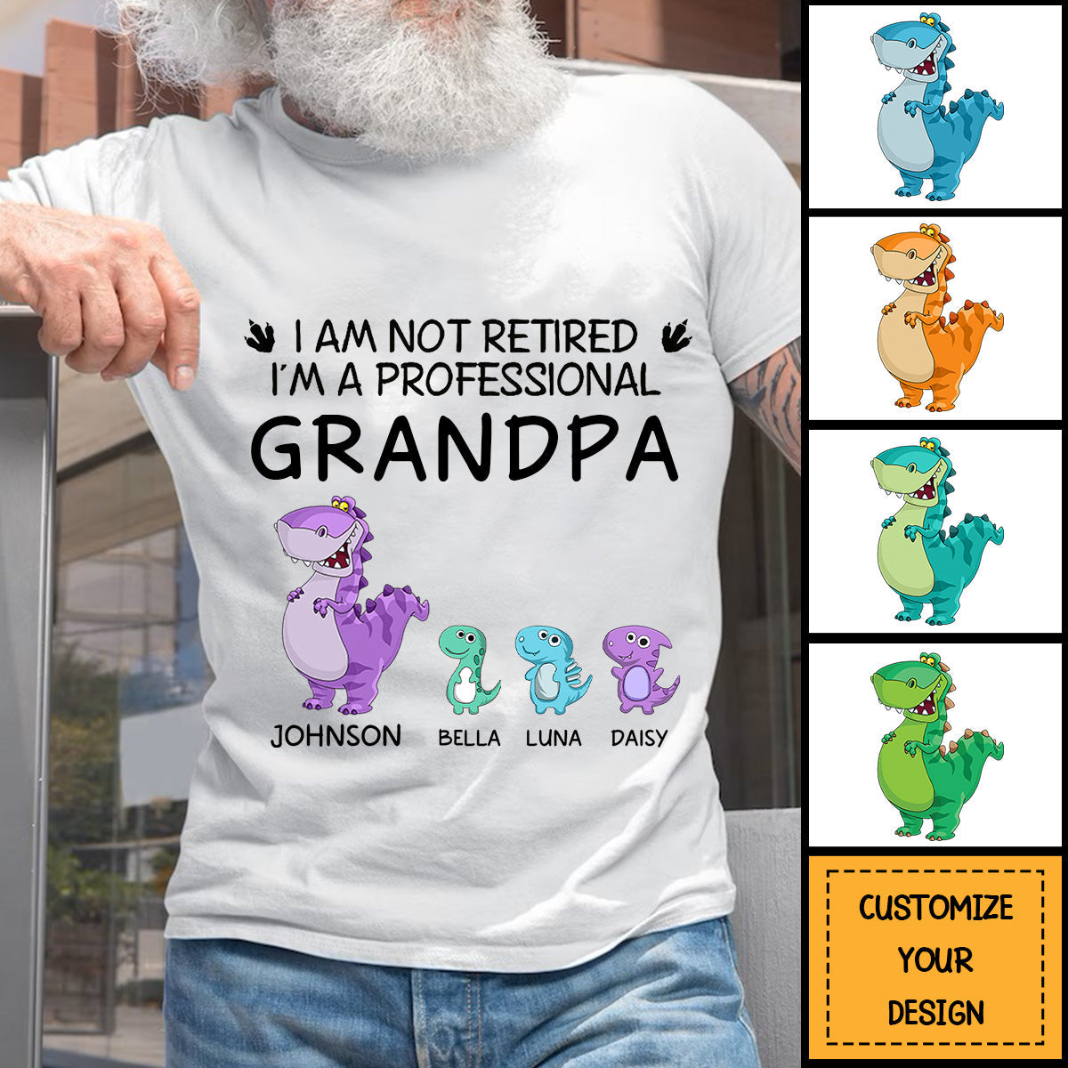 Not Retired Dinosaurs Grandpasaurus Grandmasaurus Personalized Shirt