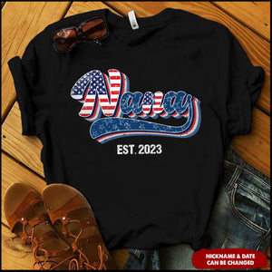 Unique 4th Of July Grandma Auntie Mom Nana EST American Flag Personalized Shirt