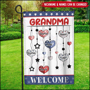 Personalized 4th of july heart welcome Grandma's House Garden - Gift for Nana Mom Auntie Independence day