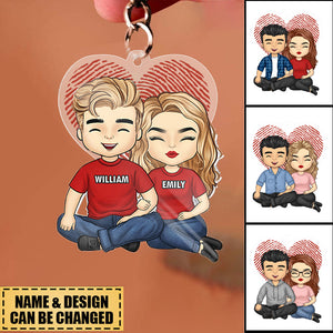 I'm Thankful To Have You In My Life - Couple Personalized Custom Heart Shaped Acrylic Keychain