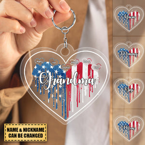 Nana & Her Kids - Family Personalized Keychain-- Independence Day, 4th Of July, Birthday Gift For Grandma