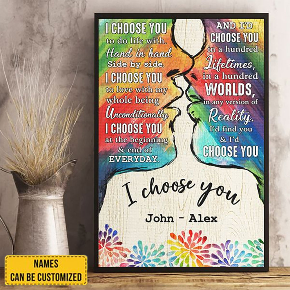 I Choose You To Do Life With - Couple Personalized Custom Vertical Canvas - Gift For Couples