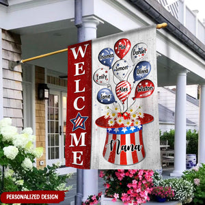 4th of July Balloons With Uncle Sam Hat Personalized Garden House Grandma Mama Auntie Flag