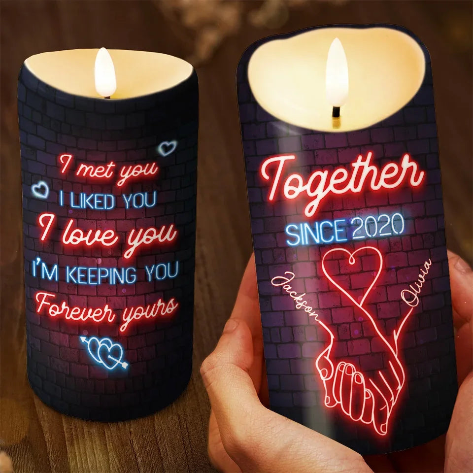 In Your Hand, I Found My Forever - Couple Personalized Custom LED Candle