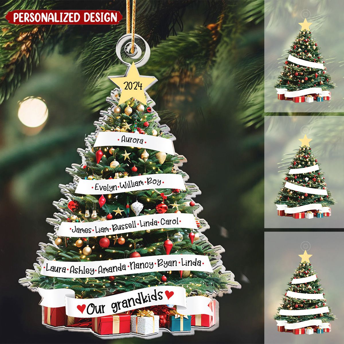 Our Grandkids Names On The Christmas Tree - Personalized Acrylic Ornament