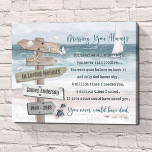 Missing You Always Loss Love one Memorial Gift, Coastal Sea Turtle Canvas Art Loss Of Grandma, Loss Of Wife Sympathy Gift