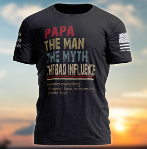 Custom Grandpa, Father's Day Gift, Grandpa The Man The Myth The Bad Influence With Grandkids T-Shirt