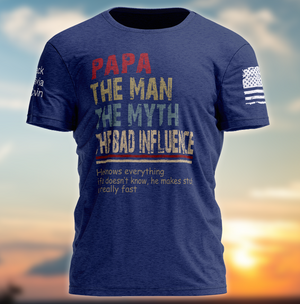 Custom Grandpa, Father's Day Gift, Grandpa The Man The Myth The Bad Influence With Grandkids T-Shirt