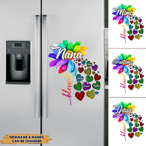 Blessed Nana, Grandma With Grandkids Rainbow Flower Personalized Sticker