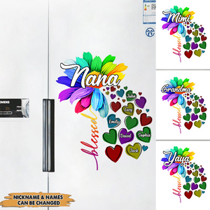 Blessed Nana, Grandma With Grandkids Rainbow Flower Personalized Sticker