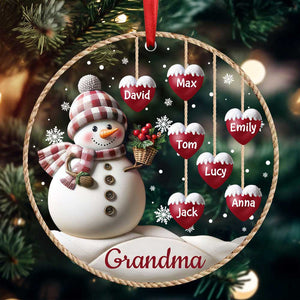 Happy Christmas Snowman Grandma Hanging Sweet Heart Kids Personalized Ornament