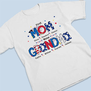 Happiness Is Being A Mom Grandma - Family Personalized Custom Unisex T-shirt- 4th Of July, Birthday Gift For Mom, Grandma