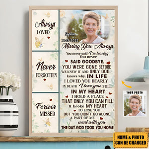 Custom Photo Personalized Canvas-Always Loved Vertical Poster
