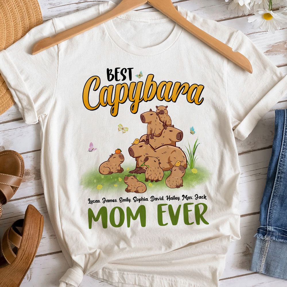 Best Capybara Mom Ever, Personalized Shirt, Gift For Mom, Capybara Mom And Kids Shirt